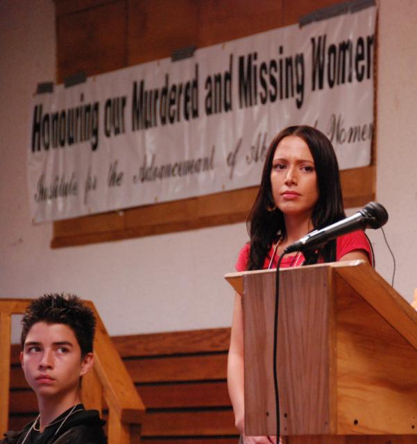 April Eve Wiberg stands beside of the podium at Opening Ceremony at the march PHOTO: Chris Chan